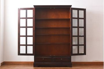 中古　北海道民芸家具　落ち着いた色味のブックケース(本箱、収納棚、戸棚)(定価41万円)(3)