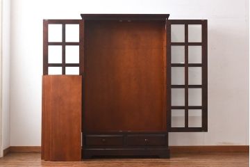 中古　北海道民芸家具　落ち着いた色味のブックケース(本箱、収納棚、戸棚)(定価41万円)(3)