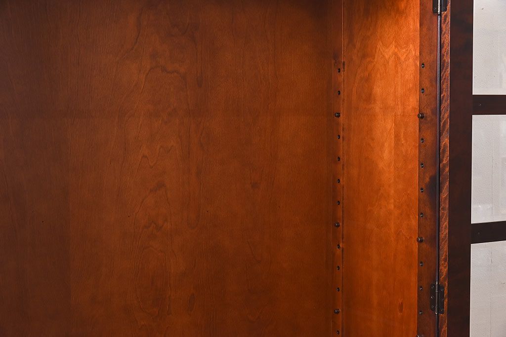 中古　北海道民芸家具　落ち着いた色味のブックケース(本箱、収納棚、戸棚)(定価41万円)(3)