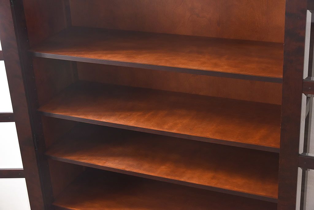 中古　北海道民芸家具　落ち着いた色味のブックケース(本箱、収納棚、戸棚)(定価41万円)(3)