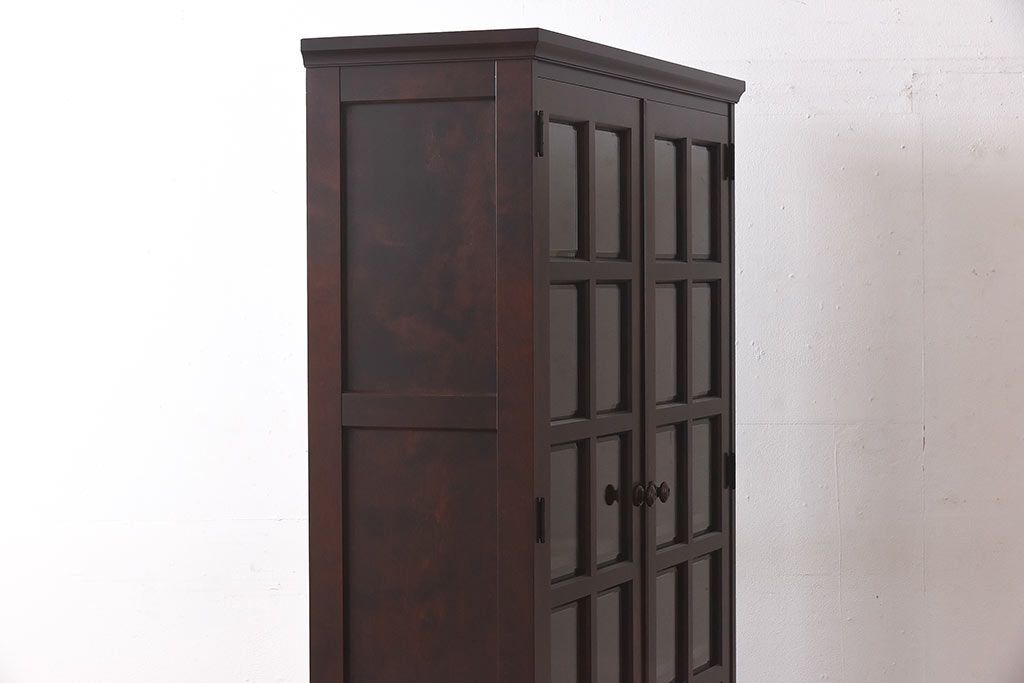 中古　北海道民芸家具　落ち着いた色味のブックケース(本箱、収納棚、戸棚)(定価41万円)(3)