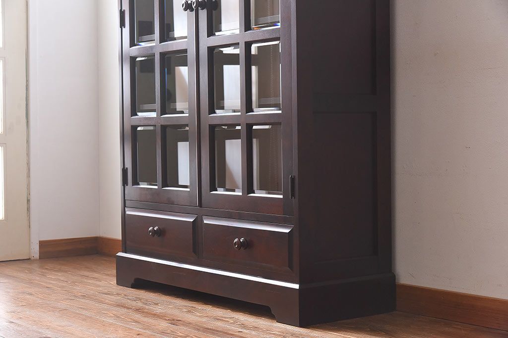 中古　北海道民芸家具　落ち着いた色味のブックケース(本箱、収納棚、戸棚)(定価41万円)(3)