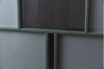ペイント家具　色ガラス入り　レトロなカラーがおしゃれなガラス戸1枚(引き戸、建具)