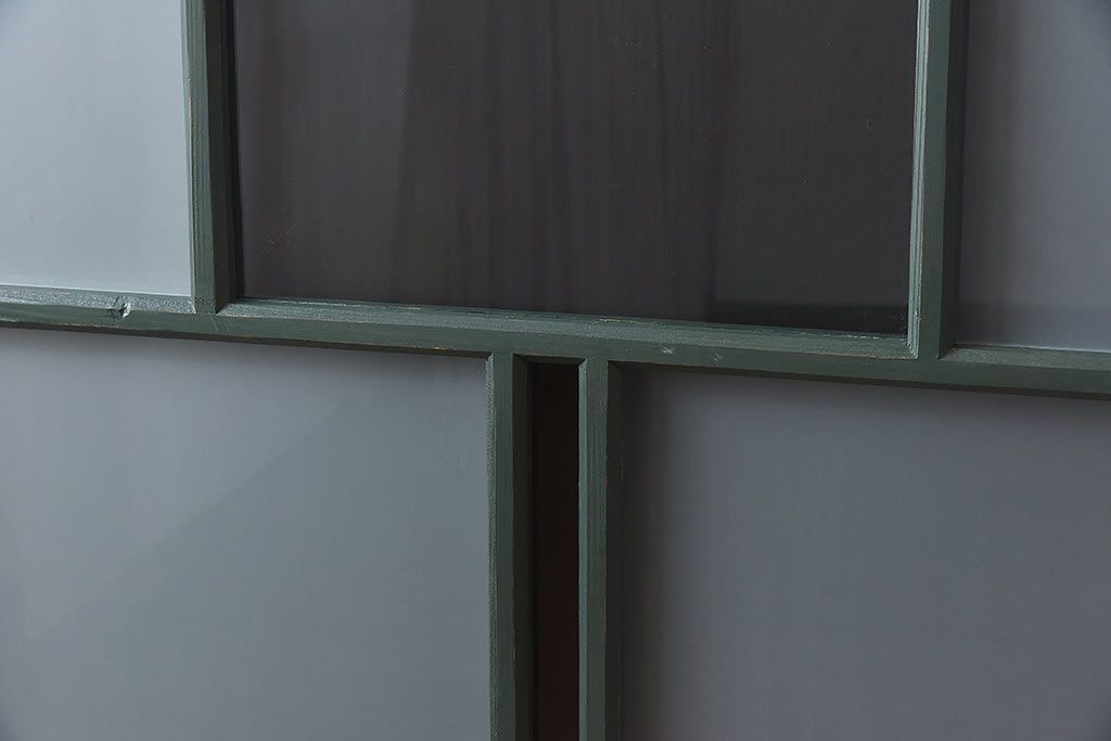 ペイント家具　色ガラス入り　レトロなカラーがおしゃれなガラス戸1枚(引き戸、建具)