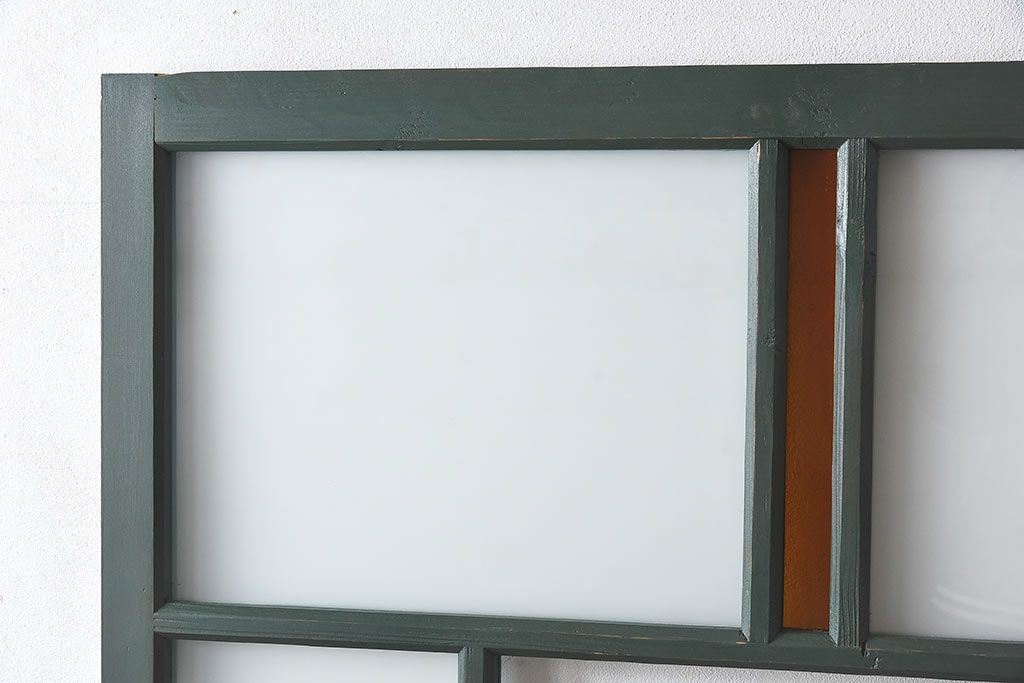 ペイント家具　色ガラス入り　レトロなカラーがおしゃれなガラス戸1枚(引き戸、建具)