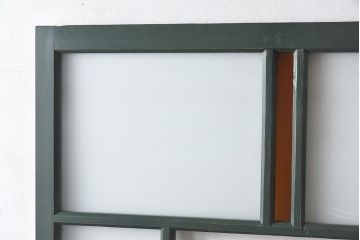 ペイント家具　色ガラス入り　レトロなカラーがおしゃれなガラス戸1枚(引き戸、建具)