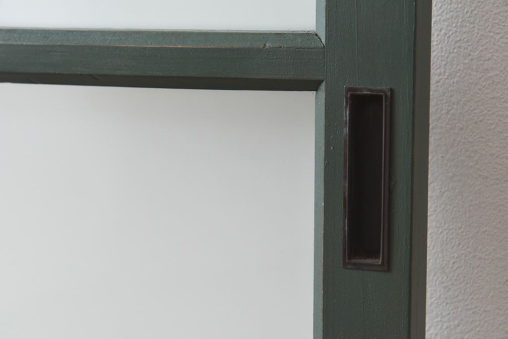 ペイント家具　色ガラス入り　レトロなカラーがおしゃれなガラス戸1枚(引き戸、建具)