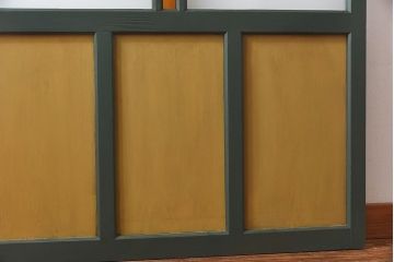 ペイント家具　色ガラス入り　レトロなカラーがおしゃれなガラス戸1枚(引き戸、建具)