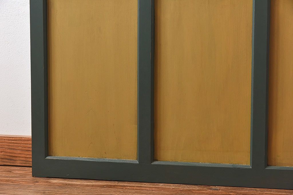 ペイント家具　色ガラス入り　レトロなカラーがおしゃれなガラス戸1枚(引き戸、建具)