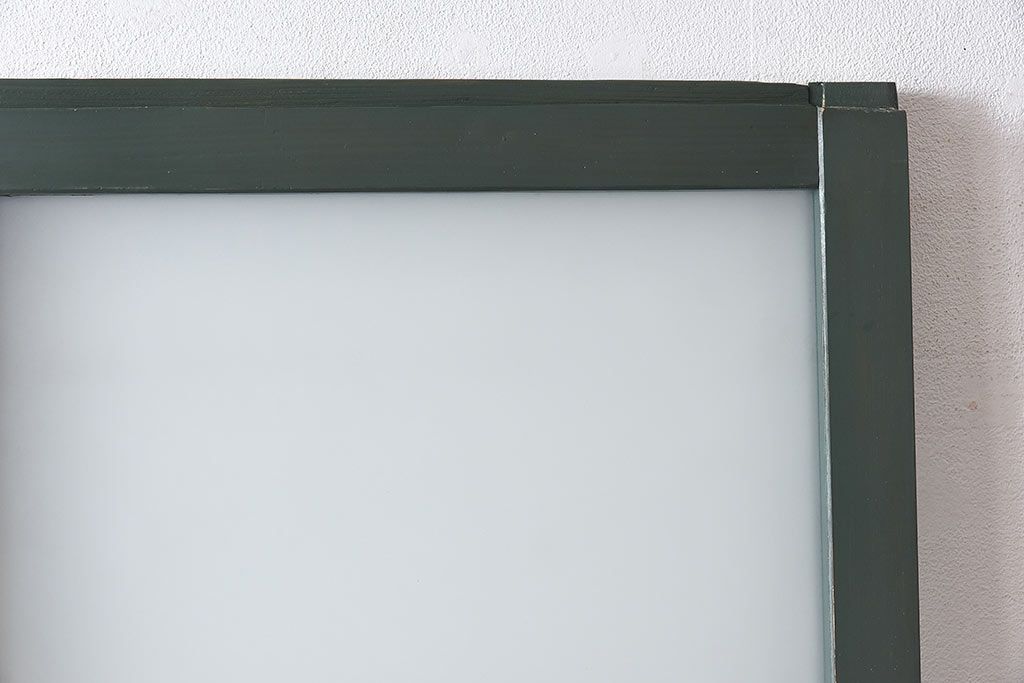 ペイント家具　色ガラス入り　レトロなカラーがおしゃれなガラス戸1枚(引き戸、建具)