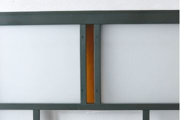 ペイント家具　色ガラス入り　レトロなカラーがおしゃれなガラス戸1枚(引き戸、建具)