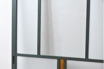 ペイント家具　色ガラス入り　レトロなカラーがおしゃれなガラス戸1枚(引き戸、建具)