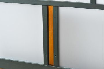 ペイント家具　色ガラス入り　レトロなカラーがおしゃれなガラス戸1枚(引き戸、建具)