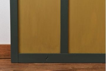 ペイント家具　色ガラス入り　レトロなカラーがおしゃれなガラス戸1枚(引き戸、建具)