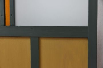 ペイント家具　色ガラス入り　レトロなカラーがおしゃれなガラス戸1枚(引き戸、建具)