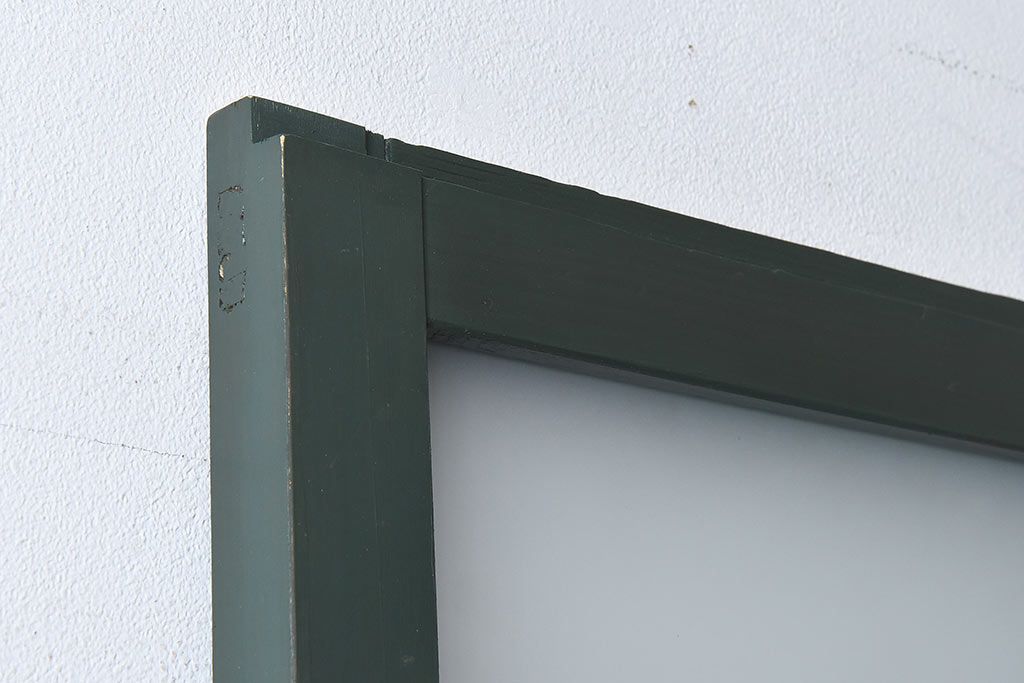 ペイント家具　色ガラス入り　レトロなカラーがおしゃれなガラス戸1枚(引き戸、建具)