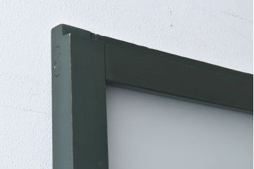 ペイント家具　色ガラス入り　レトロなカラーがおしゃれなガラス戸1枚(引き戸、建具)