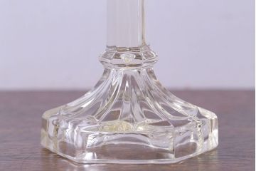 アンティーク雑貨　イギリスアンティーク スタイリッシュな六角形ガラス製キャンドルスタンド(ろうそく立て、キャンドルホルダー)
