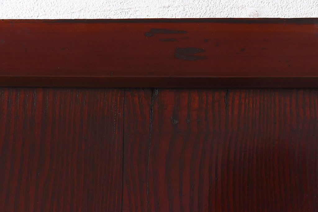 和製アンティーク　栗材使用　漆塗り　深みのある色合いが魅力のガラス帯戸(引き戸、建具)