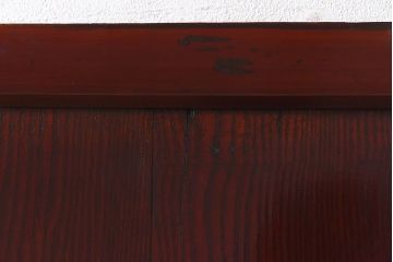 和製アンティーク　栗材使用　漆塗り　深みのある色合いが魅力のガラス帯戸(引き戸、建具)