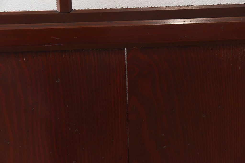 和製アンティーク　栗材使用　漆塗り　深みのある色合いが魅力のガラス帯戸(引き戸、建具)