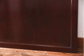 和製アンティーク　栗材使用　漆塗り　深みのある色合いが魅力のガラス帯戸(引き戸、建具)