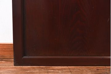和製アンティーク　栗材使用　漆塗り　深みのある色合いが魅力のガラス帯戸(引き戸、建具)