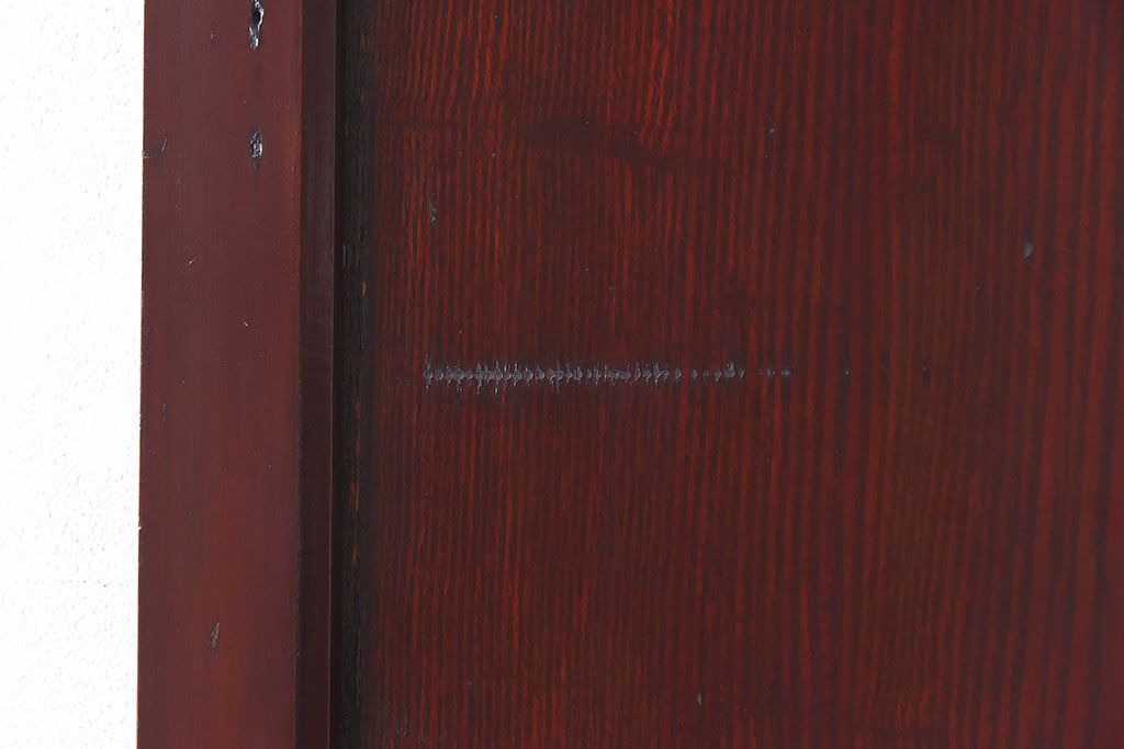 和製アンティーク　栗材使用　漆塗り　深みのある色合いが魅力のガラス帯戸(引き戸、建具)