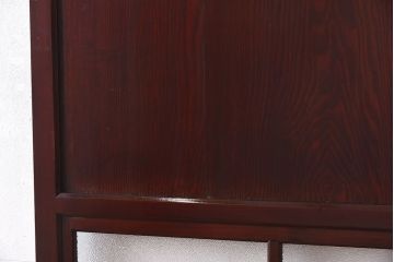 和製アンティーク　栗材使用　漆塗り　深みのある色合いが魅力のガラス帯戸(引き戸、建具)