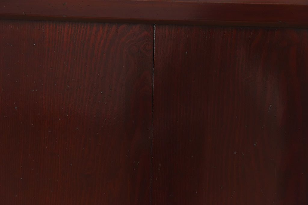 和製アンティーク　栗材使用　漆塗り　深みのある色合いが魅力のガラス帯戸(引き戸、建具)