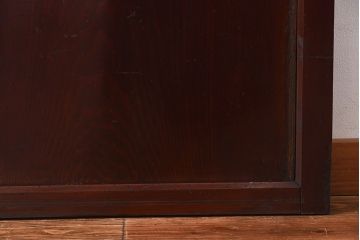 和製アンティーク　栗材使用　漆塗り　深みのある色合いが魅力のガラス帯戸(引き戸、建具)