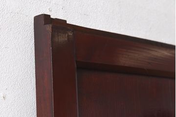 和製アンティーク　栗材使用　漆塗り　深みのある色合いが魅力のガラス帯戸(引き戸、建具)
