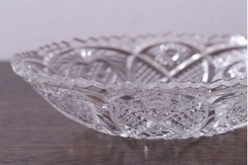 アンティーク雑貨　繊細で華やかなデザインのガラス製レース深皿(鉢、ボウル)2枚セット(3)