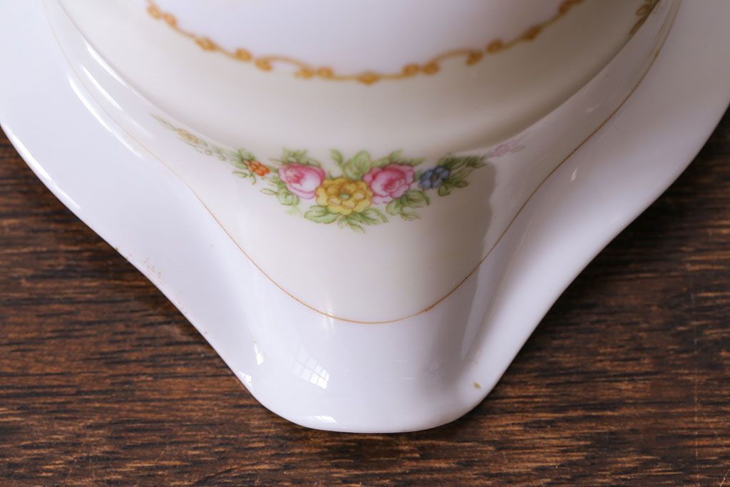 アンティーク雑貨　中古　ノリタケ(Noritake)　上品な花柄のミルクピッチャー(クリーマー、ミルクポット)