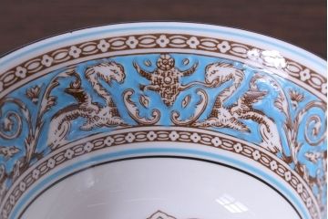 アンティーク雑貨　【T様ご成約】中古　イギリスWedgwood(ウェッジウッド)　FLORENTINE(フロレンティーン)　ターコイズ　カップ&ソーサー2客セット