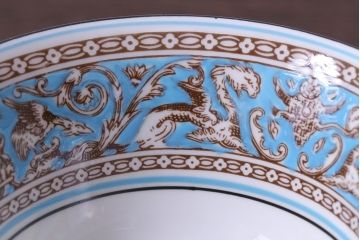アンティーク雑貨　【T様ご成約】中古　イギリスWedgwood(ウェッジウッド)　FLORENTINE(フロレンティーン)　ターコイズ　カップ&ソーサー2客セット
