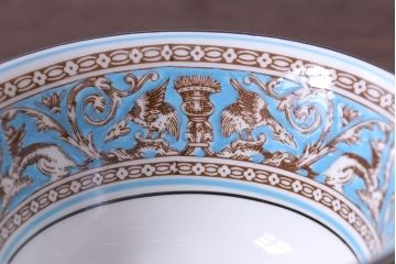 アンティーク雑貨　【T様ご成約】中古　イギリスWedgwood(ウェッジウッド)　FLORENTINE(フロレンティーン)　ターコイズ　カップ&ソーサー2客セット