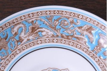 アンティーク雑貨　【T様ご成約】中古　イギリスWedgwood(ウェッジウッド)　FLORENTINE(フロレンティーン)　ターコイズ　カップ&ソーサー2客セット