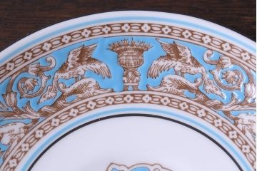 アンティーク雑貨　【T様ご成約】中古　イギリスWedgwood(ウェッジウッド)　FLORENTINE(フロレンティーン)　ターコイズ　カップ&ソーサー2客セット