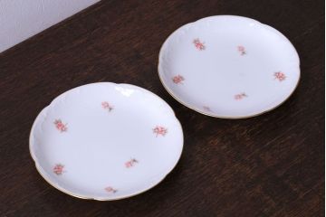 アンティーク雑貨　中古　大倉陶園　金彩　小さなバラ柄の小皿2枚セット(洋食器)