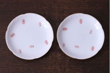 アンティーク雑貨　中古　大倉陶園　金彩　小さなバラ柄の小皿2枚セット(洋食器)