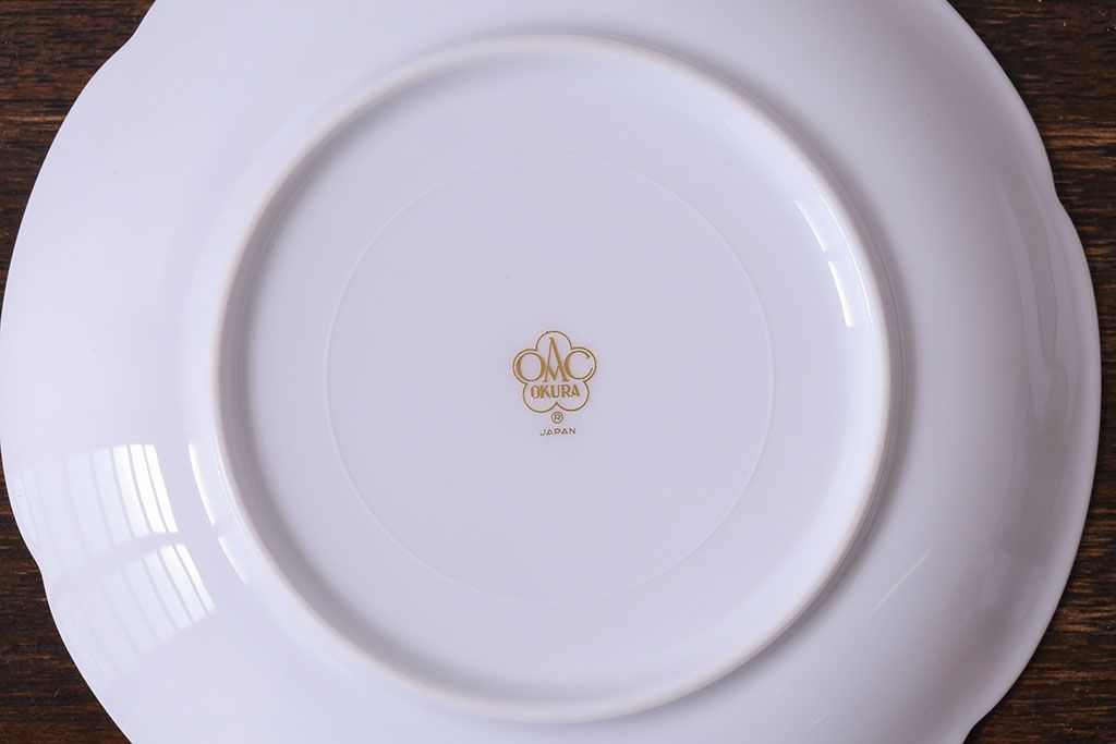 アンティーク雑貨　中古　大倉陶園　金彩　小さなバラ柄の小皿2枚セット(洋食器)