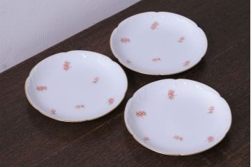 アンティーク雑貨　中古　大倉陶園　金彩　小さなバラ柄の小皿3枚セット(洋食器)