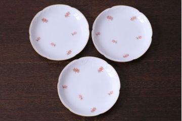 アンティーク雑貨　中古　大倉陶園　金彩　小さなバラ柄の小皿3枚セット(洋食器)