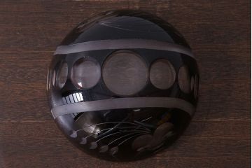 アンティーク雑貨　アンティーク　赤被せ切子ガラス深鉢(サラダボウル、和食器)
