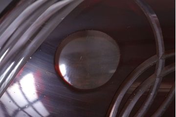 アンティーク雑貨　上品な雰囲気が漂う赤被せ切子ガラス大皿(和食器)