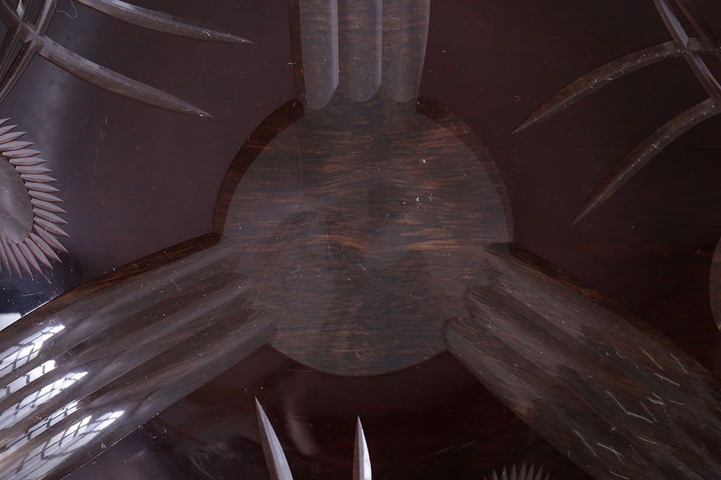 アンティーク雑貨　上品な雰囲気が漂う赤被せ切子ガラス大皿(和食器)