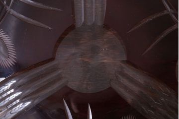 アンティーク雑貨　上品な雰囲気が漂う赤被せ切子ガラス大皿(和食器)