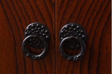 中古　民芸家具　力強い杢目が見事な飾り棚(茶棚)