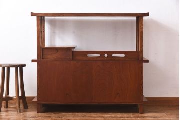 中古　民芸家具　力強い杢目が見事な飾り棚(茶棚)